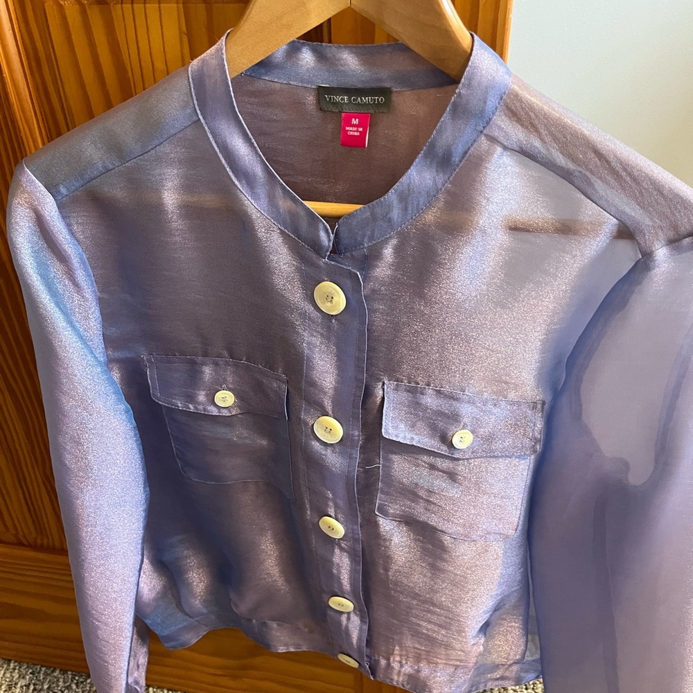 Vince Camuto Metallic Gray Blouse